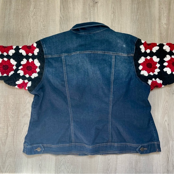 Westport Denim Jacket with Colorful Crochet Sleeves - Picture 3 of 3
